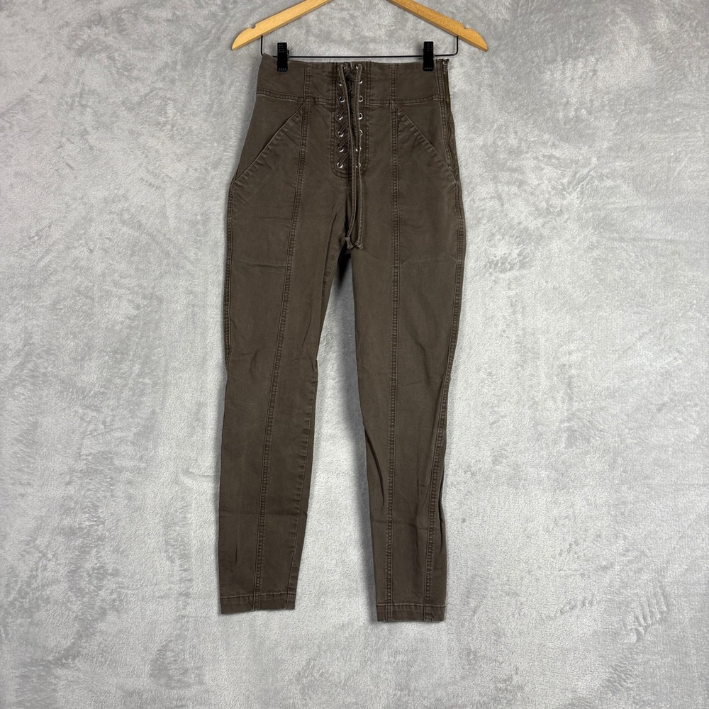 A.L.C. Kyle Jeans Lace Up Front High Waist Skinny 4 Festival Fairycore Witchy